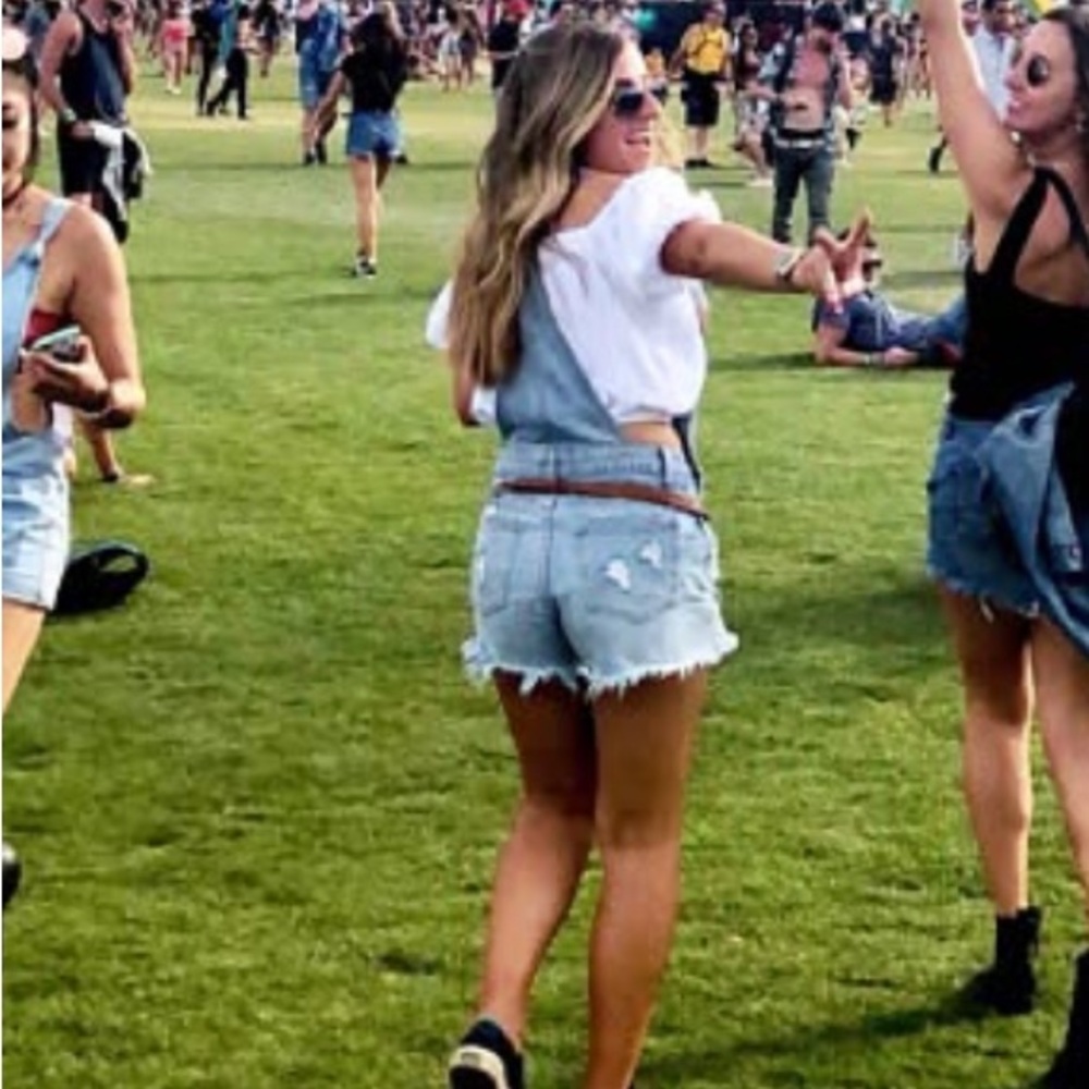 Distressed Skort Denim Overalls